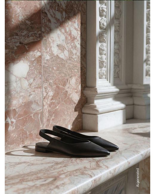 Max Mara White Nappa Leather Flat Slingbacks