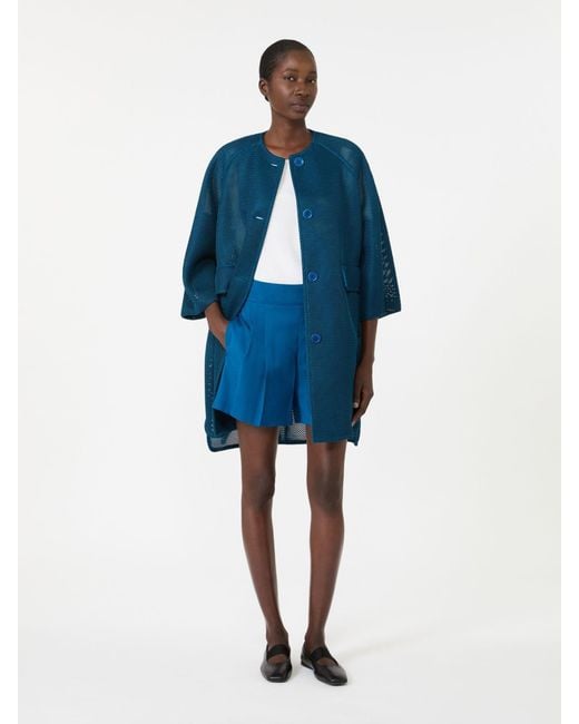 Max Mara Blue Technical Mesh Coat