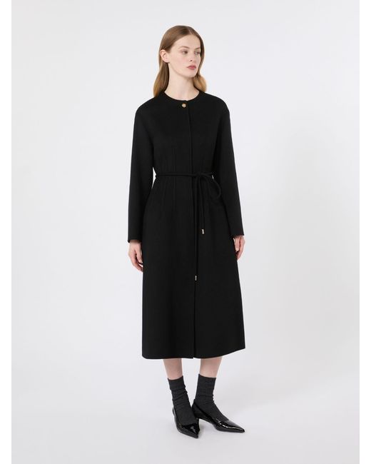 Max Mara Black Redingote-Mantel Aus Wolle, Kaschmir Und Seide