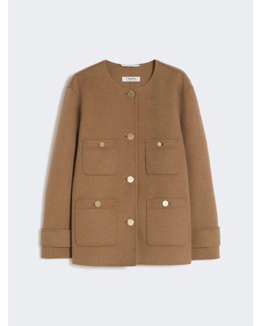 Max Mara Natural Cropped Wool Broadcloth Jacket