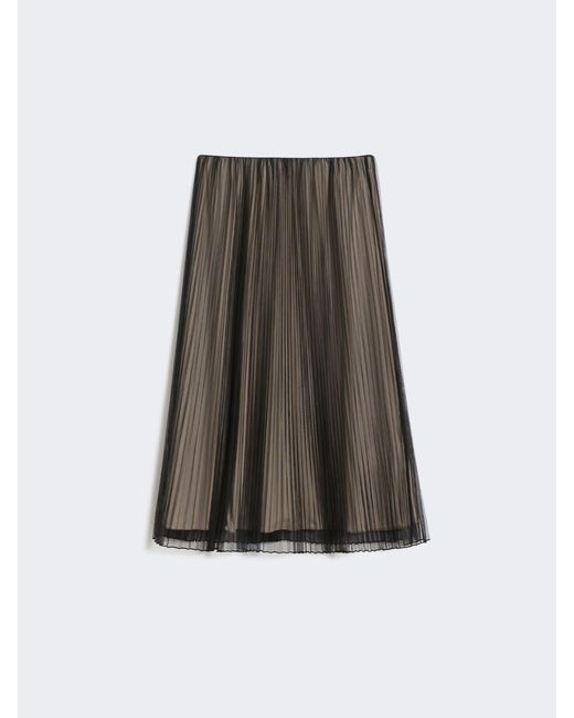 Max Mara Black Plissé-Pleated Tulle Skirt