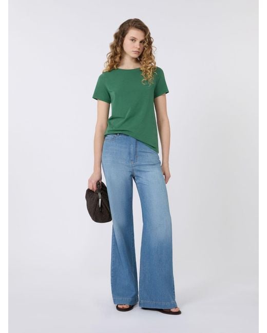 Max Mara Green Stretch Jersey Basic T-Shirt