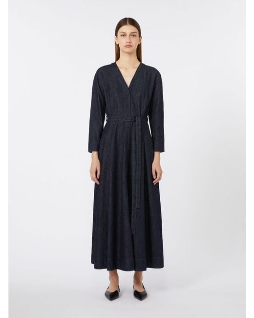 Max Mara Blue Cotton Denim Dress With Belt