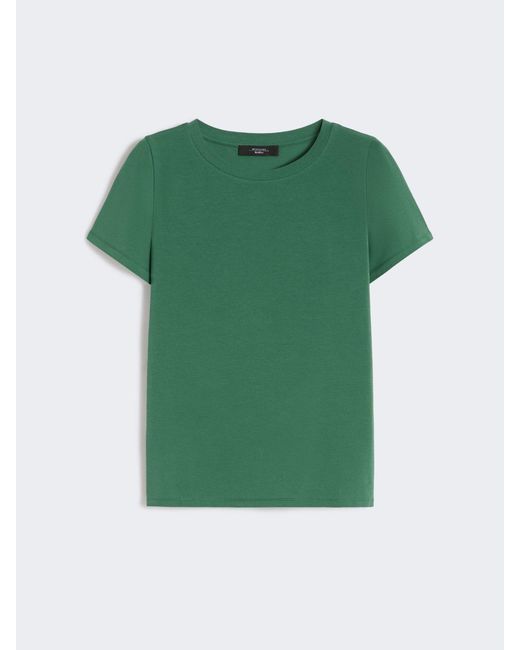 Max Mara Green Stretch Jersey Basic T-Shirt