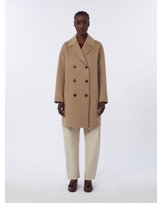 Max Mara Natural Wool Broadcloth Midi Coat