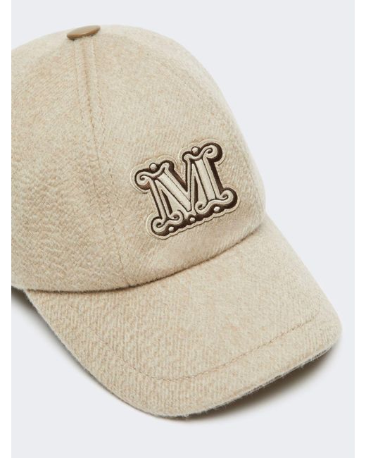 Max Mara White Cashmere Drap Baseball Cap