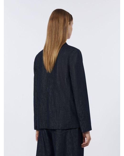 Max Mara Blue Single-Breasted Stretch Denim Jacket