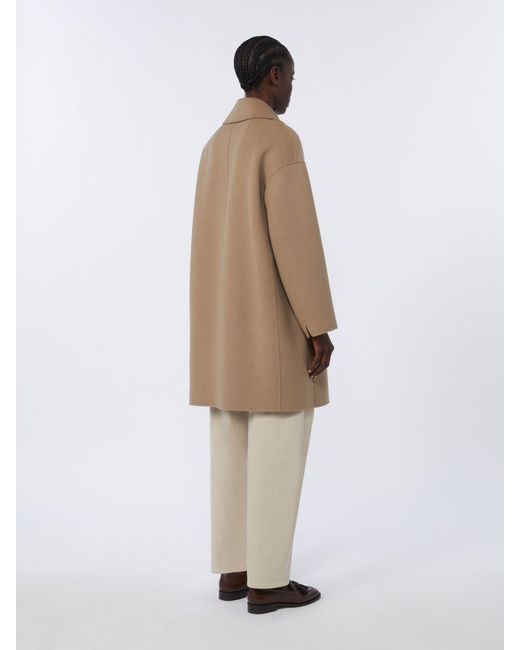 Max Mara Natural Wool Broadcloth Midi Coat