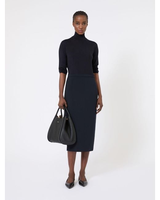 Max Mara Black Woollen Cloth Pencil Skirt