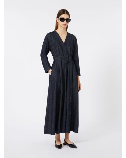 Max Mara Blue Cotton Denim Dress With Belt