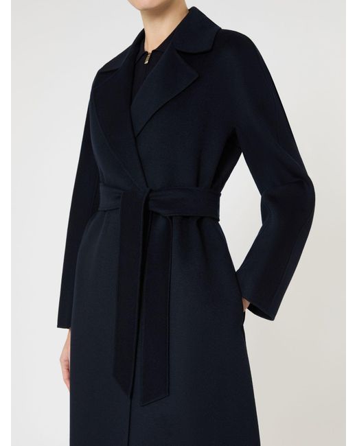 Max Mara Black Langer Mantel Aus Wolle, Kaschmir Und Seide