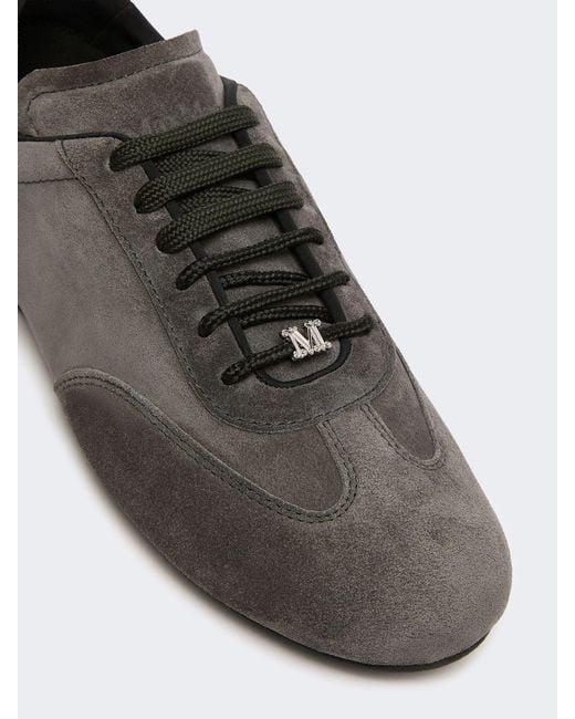 Max Mara White Flat Split-Leather Trainers