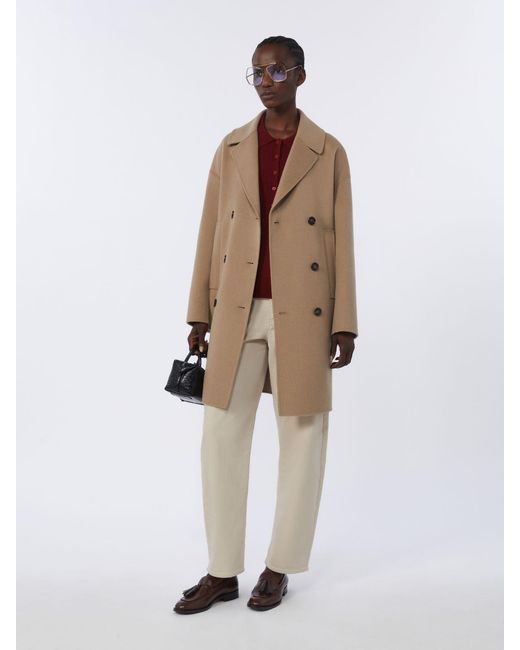 Max Mara Natural Wool Broadcloth Midi Coat