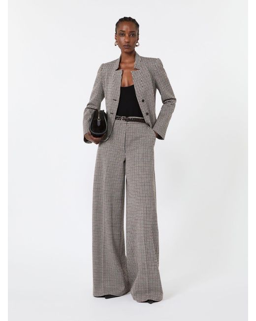 Max Mara White Slim Houndstooth Jersey Jacket