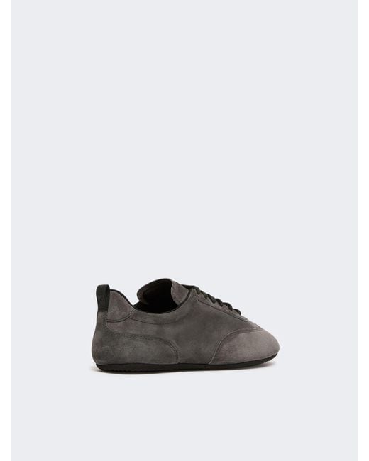 Max Mara White Flat Split-Leather Trainers
