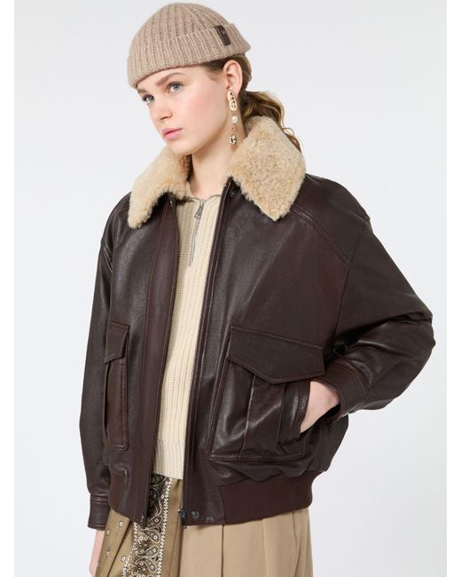 Max Mara Brown Aviator Jacket