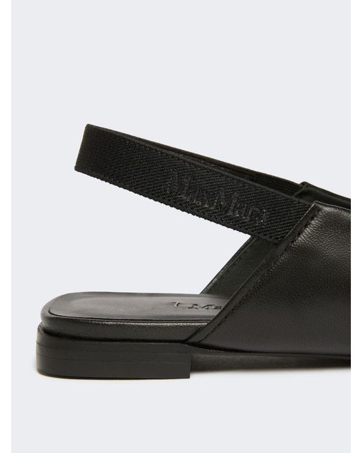 Max Mara White Nappa Leather Flat Slingbacks