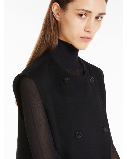 Max Mara Wool And Cashmere Long Gilet in Black | Lyst