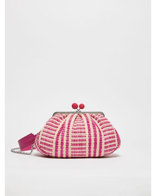 Max Mara Pink Medium Raffia-look Jacquard Pasticcino Bag