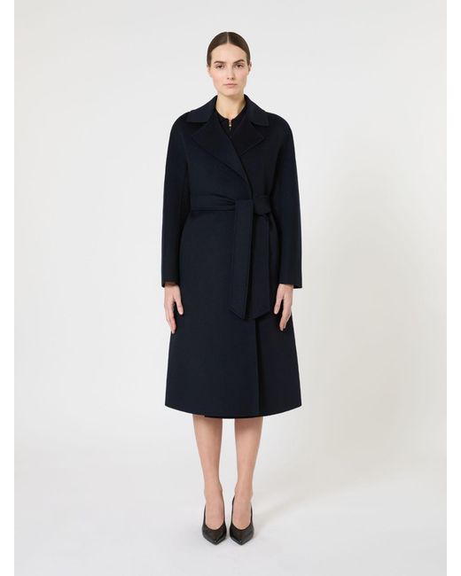 Max Mara Black Langer Mantel Aus Wolle, Kaschmir Und Seide
