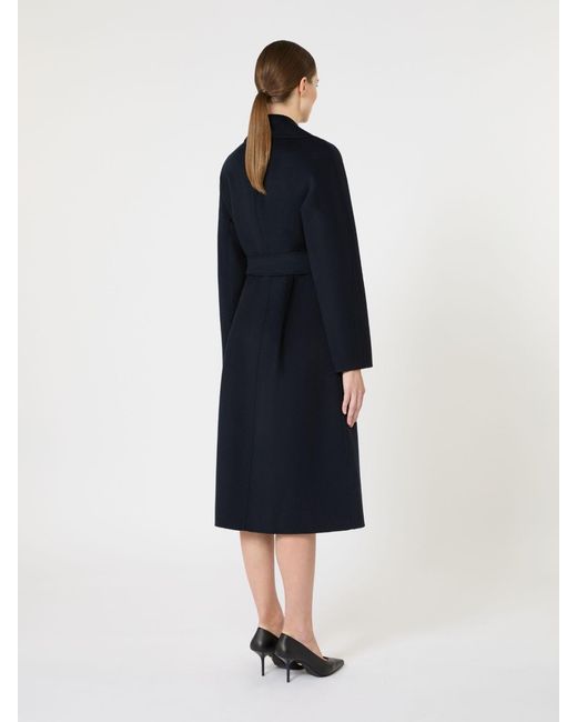 Max Mara Black Langer Mantel Aus Wolle, Kaschmir Und Seide