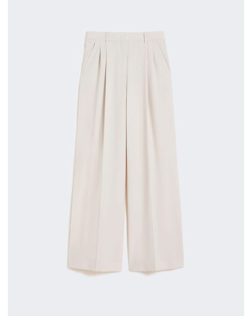 Max Mara White Wool-Blend Trousers