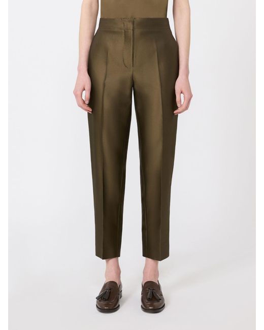 Max Mara Green Hose Aus Shantung