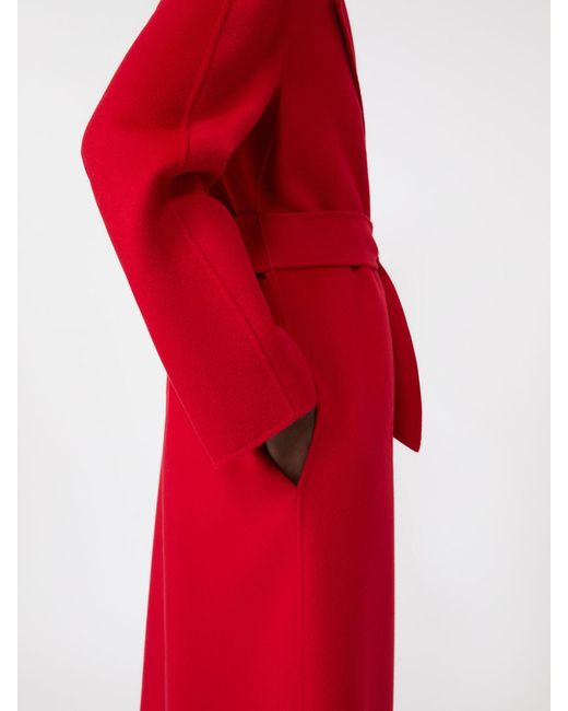 Max Mara Red Langer Mantel Aus Wolle, Kaschmir Und Seide
