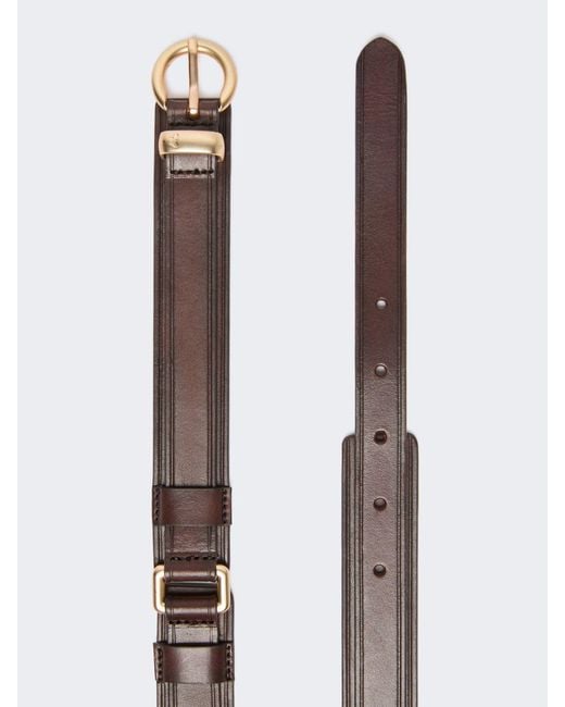 Max Mara White Leather Belt With Rectangular Rings