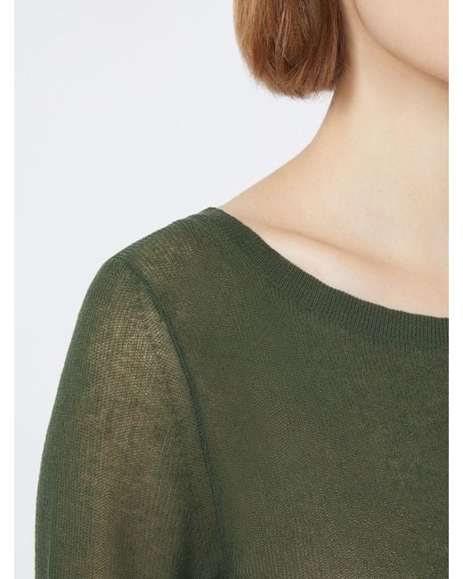 Max Mara Green Schmal Geschnittener Pullover Aus Baumwollmischung