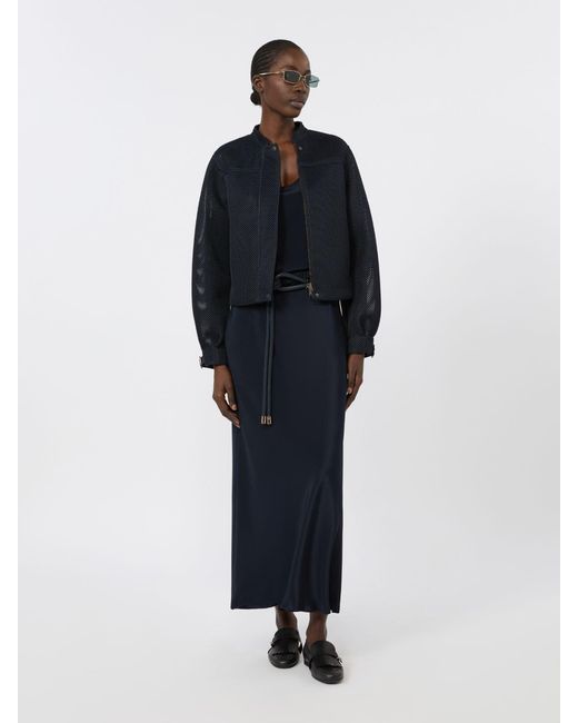 Max Mara Blue Technical Mesh Boxy Jacket