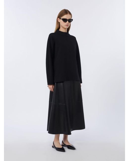 Max Mara Black Coated Fabric Skirt