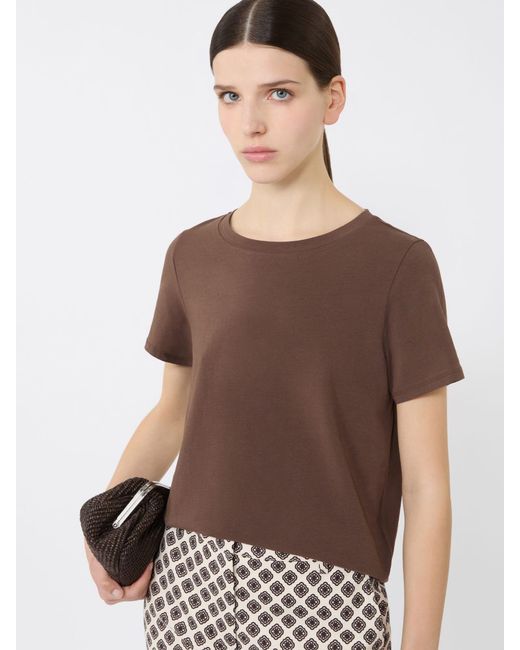 Max Mara Brown Stretch Jersey Basic T-Shirt