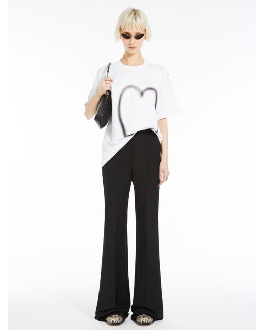 Max Mara Heart Print-adorned Jersey T-shirt in White | Lyst