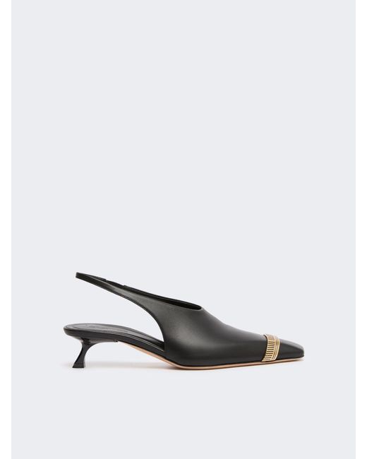 Max Mara White Nappa Leather Slingbacks