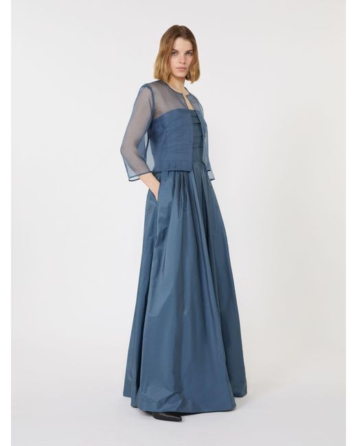Max Mara Blue Silk Organza Cropped Jacket
