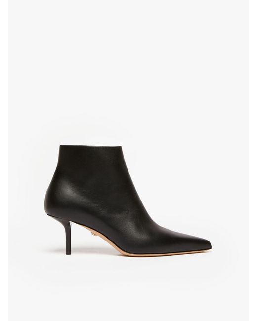 Max Mara Black Zip-up Leather Ankle Boots