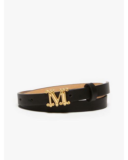 Max Mara Black Leather Monogram Belt