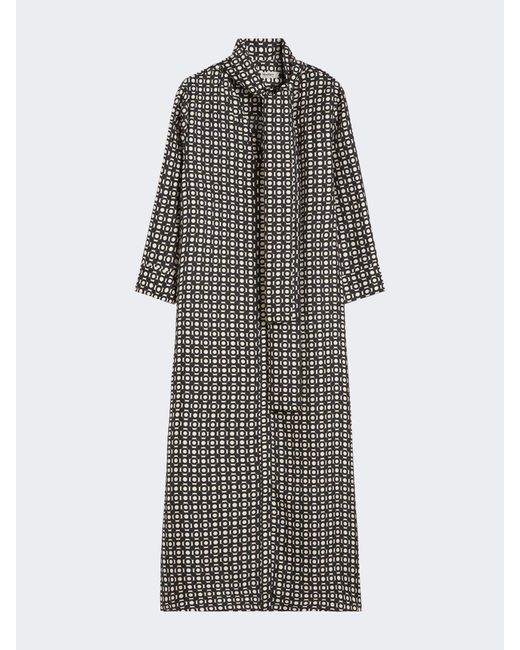 Max Mara Gray Printed Silk Dress