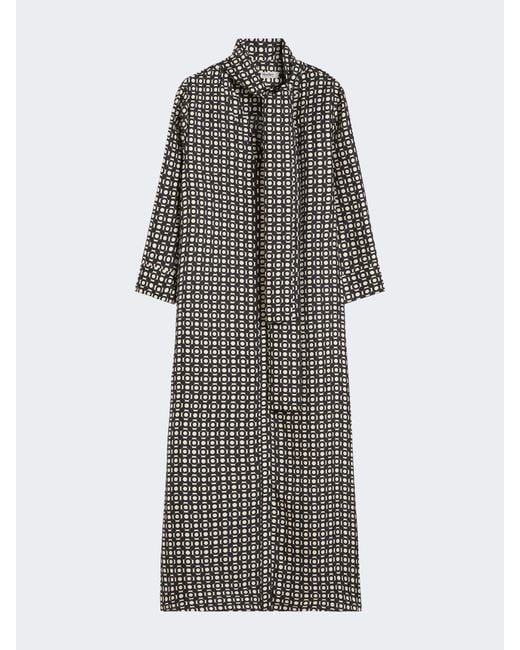 Max Mara Gray Printed Silk Dress