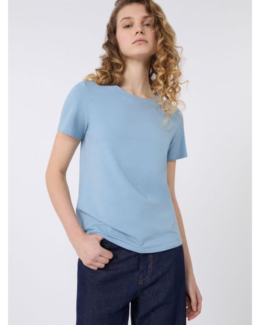 Max Mara Stretch Jersey Basic T-Shirt in Blue | Lyst