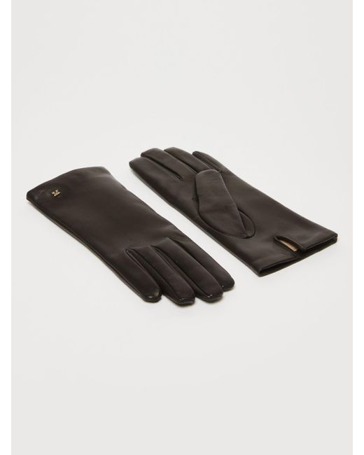 Max Mara Gray Nappa Leather Gloves
