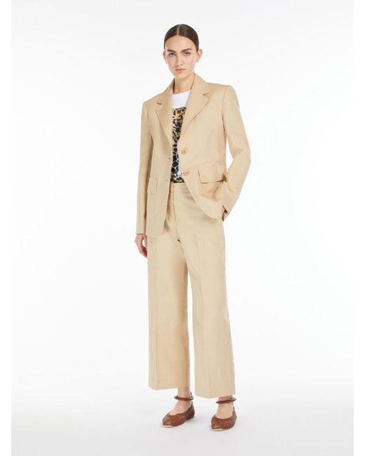 Max Mara Natural Cotton And Linen Canvas Trousers