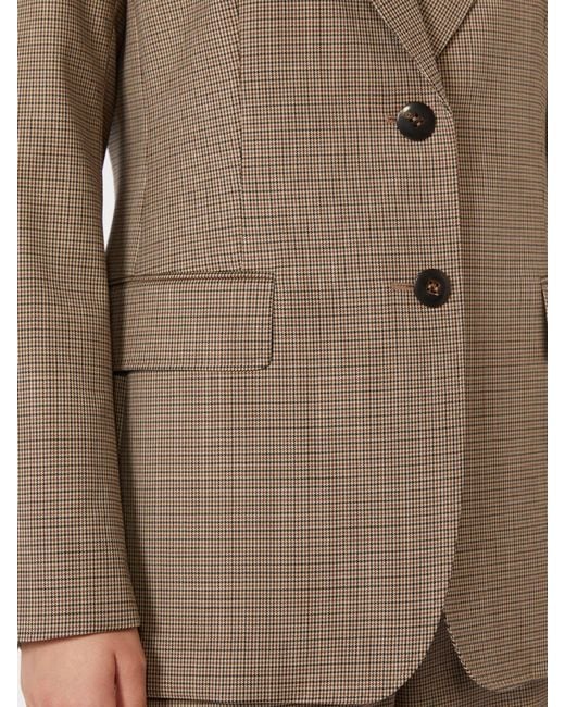 Max Mara Natural Patterned Wool Twill Blazer