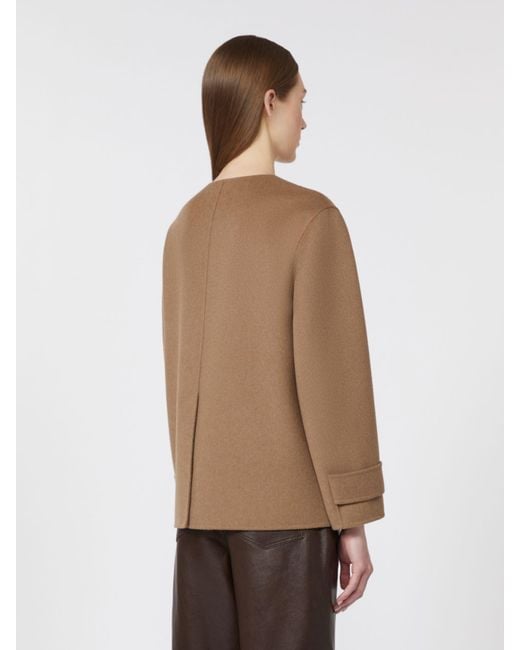 Max Mara Natural Cropped Wool Broadcloth Jacket
