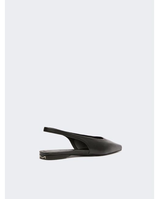 Max Mara White Nappa Leather Flat Slingbacks