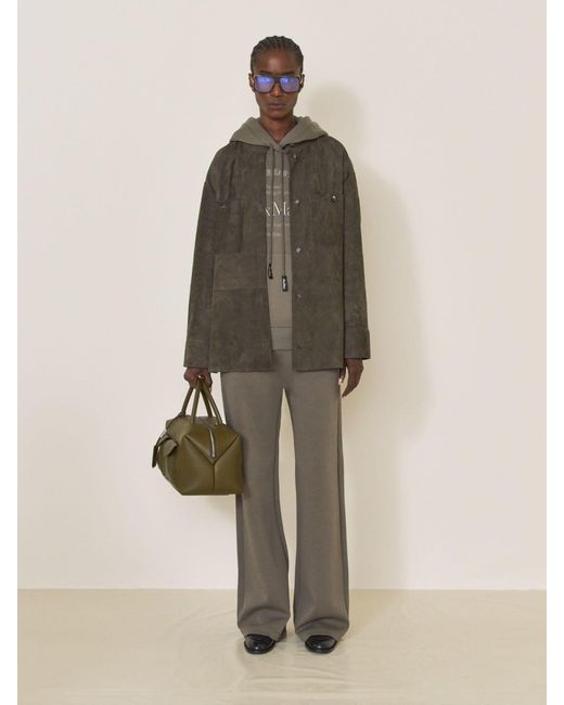 Max Mara Green Topstitched Suede Jacket