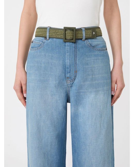 Max Mara Green Raffia Effect Belt