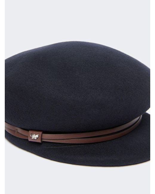 Max Mara Blue Wool Felt Baker Boy Hat