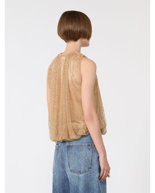 Max Mara White Mesh Top With Crystals